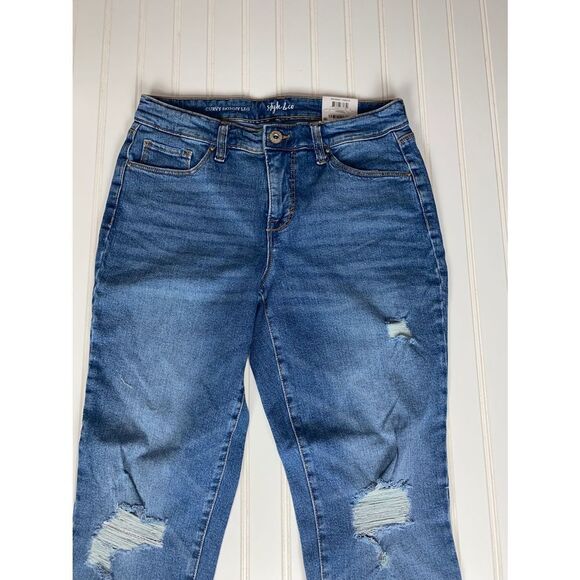 Style & Co. Skinny Mid Rise Lawrence Destructed Curvy Jeans 4 NWT - Picture 4 of 9